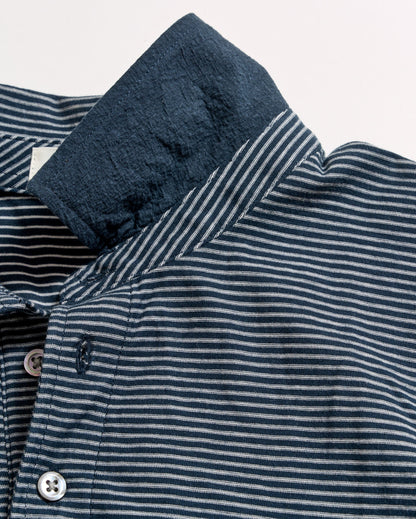 Stripe Pensacola Polo Carbon Blue/Silver Billy Reid
