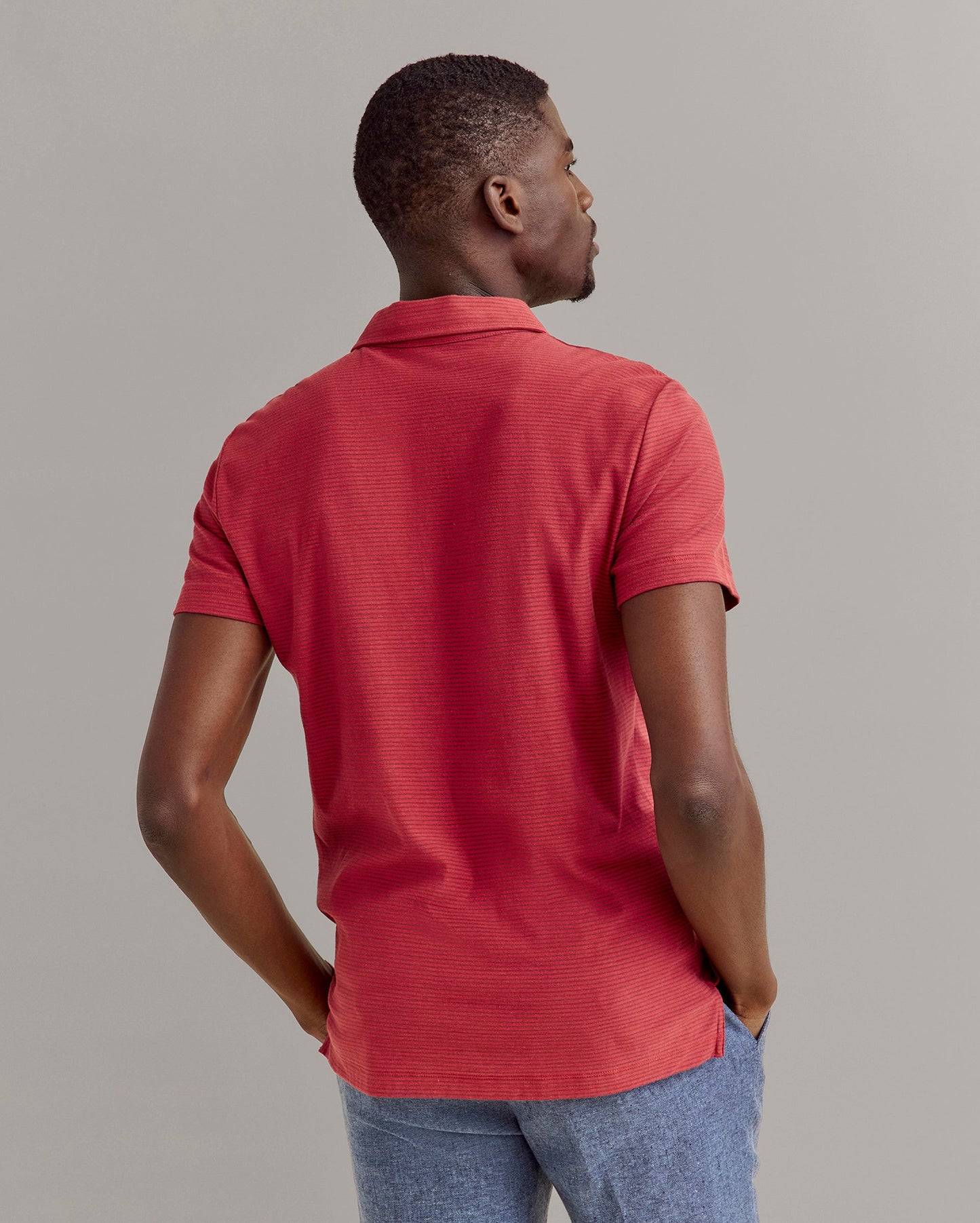 Stripe Pensacola Polo Rosewood Mahogany Billy Reid