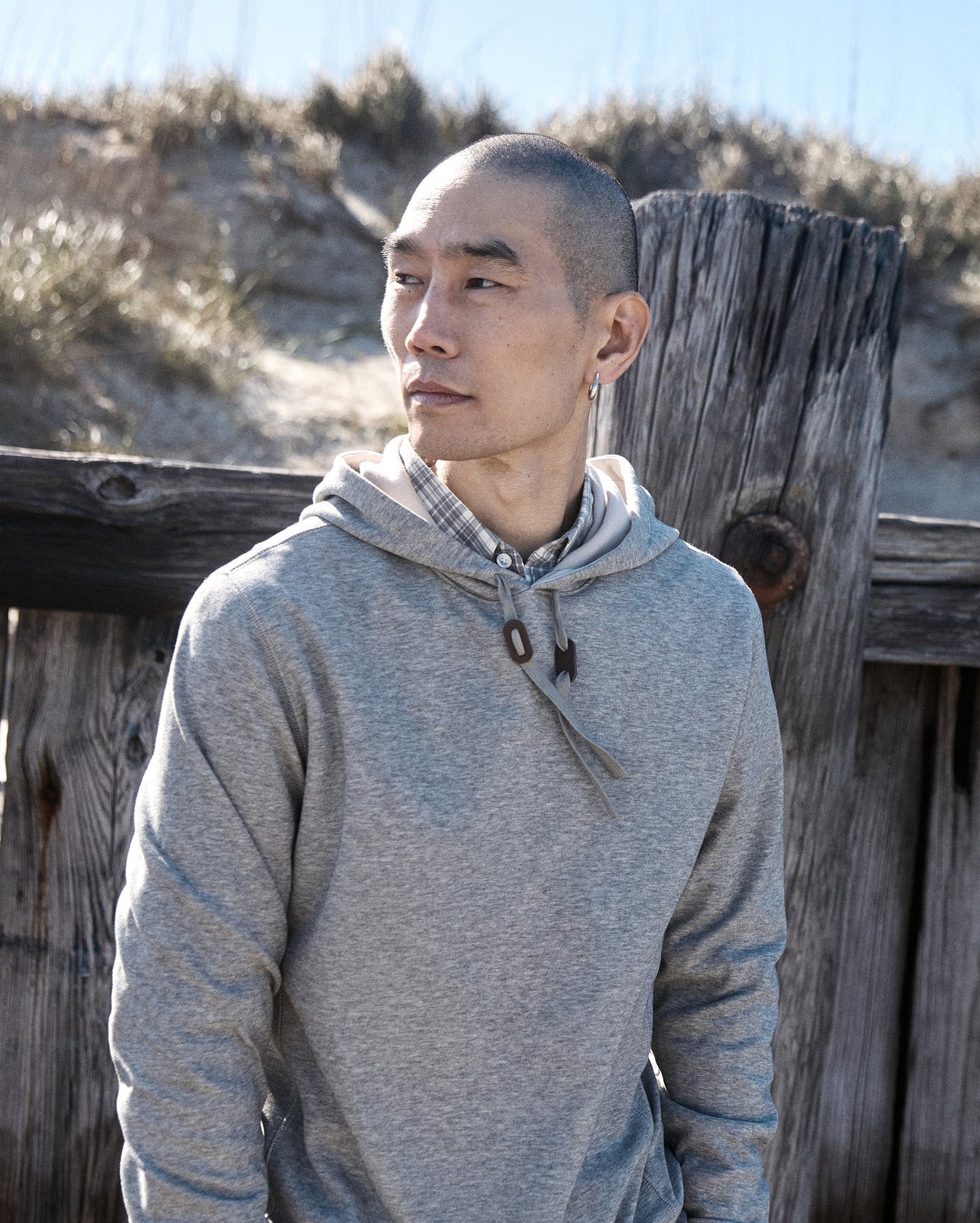 Rib Hoodie Pullover Flint Grey Billy Reid