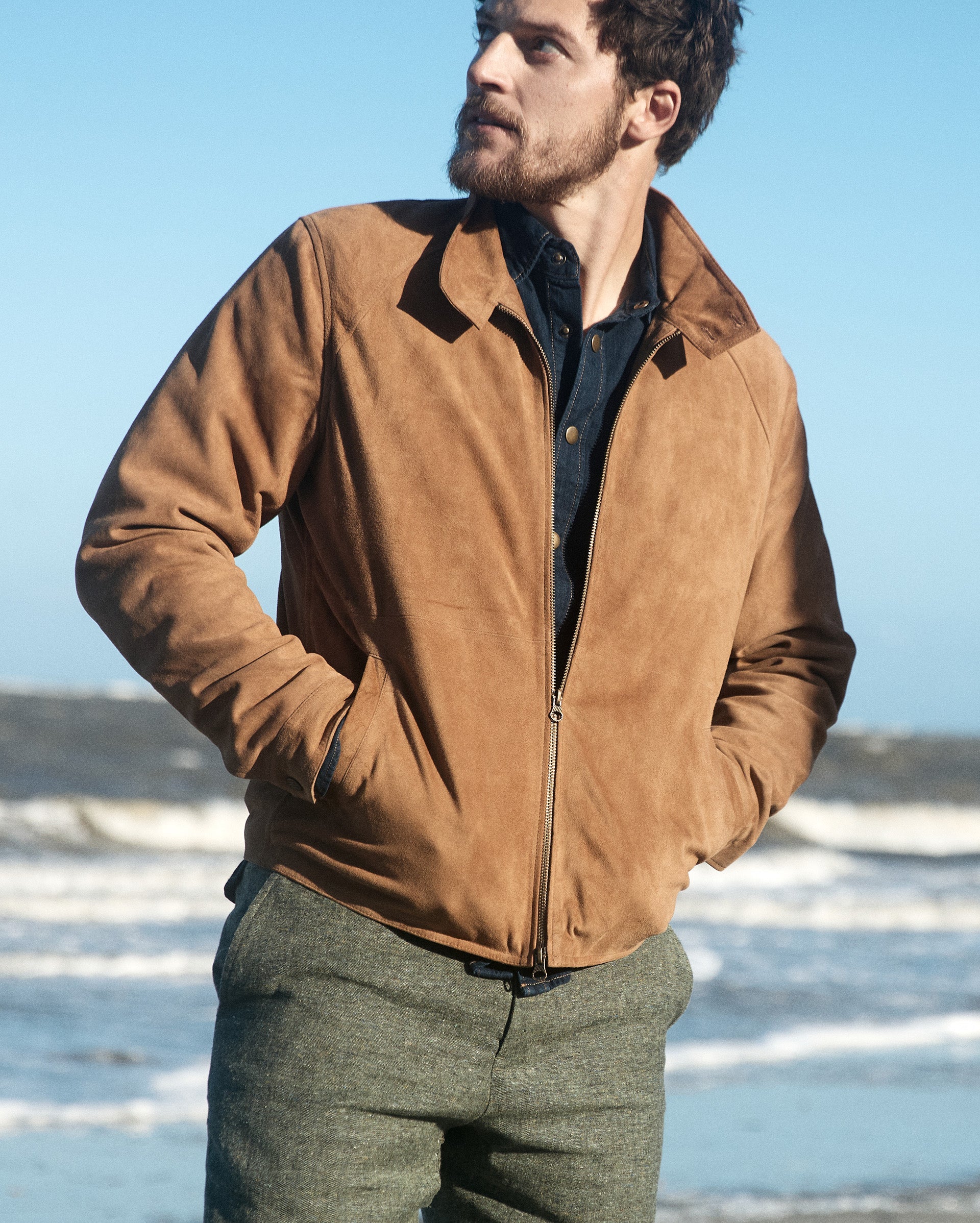 Suede Barracuda Jacket Oak Billy Reid