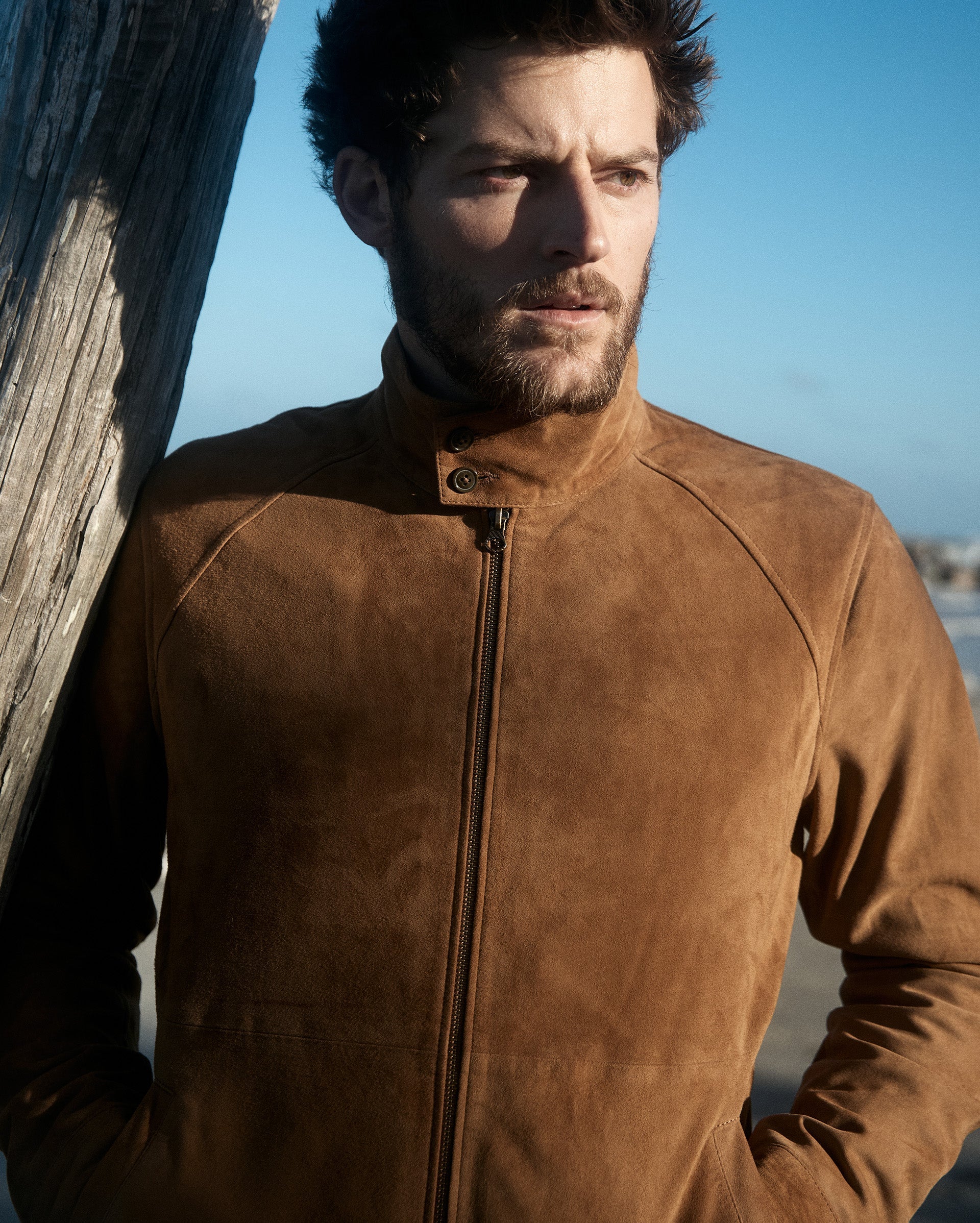 Suede Barracuda Jacket Oak Billy Reid