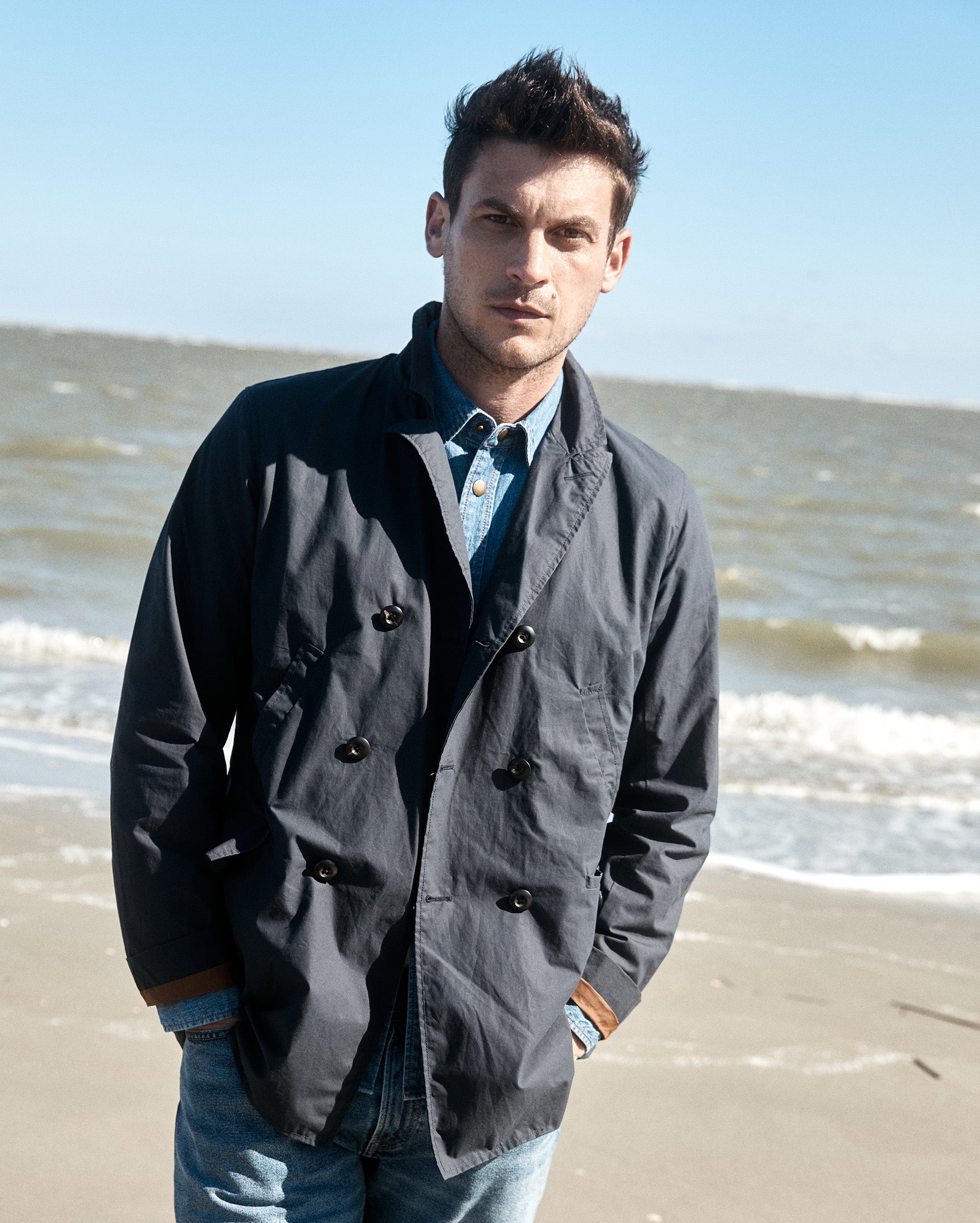 Waxed Bond Peacoat Navy Billy Reid