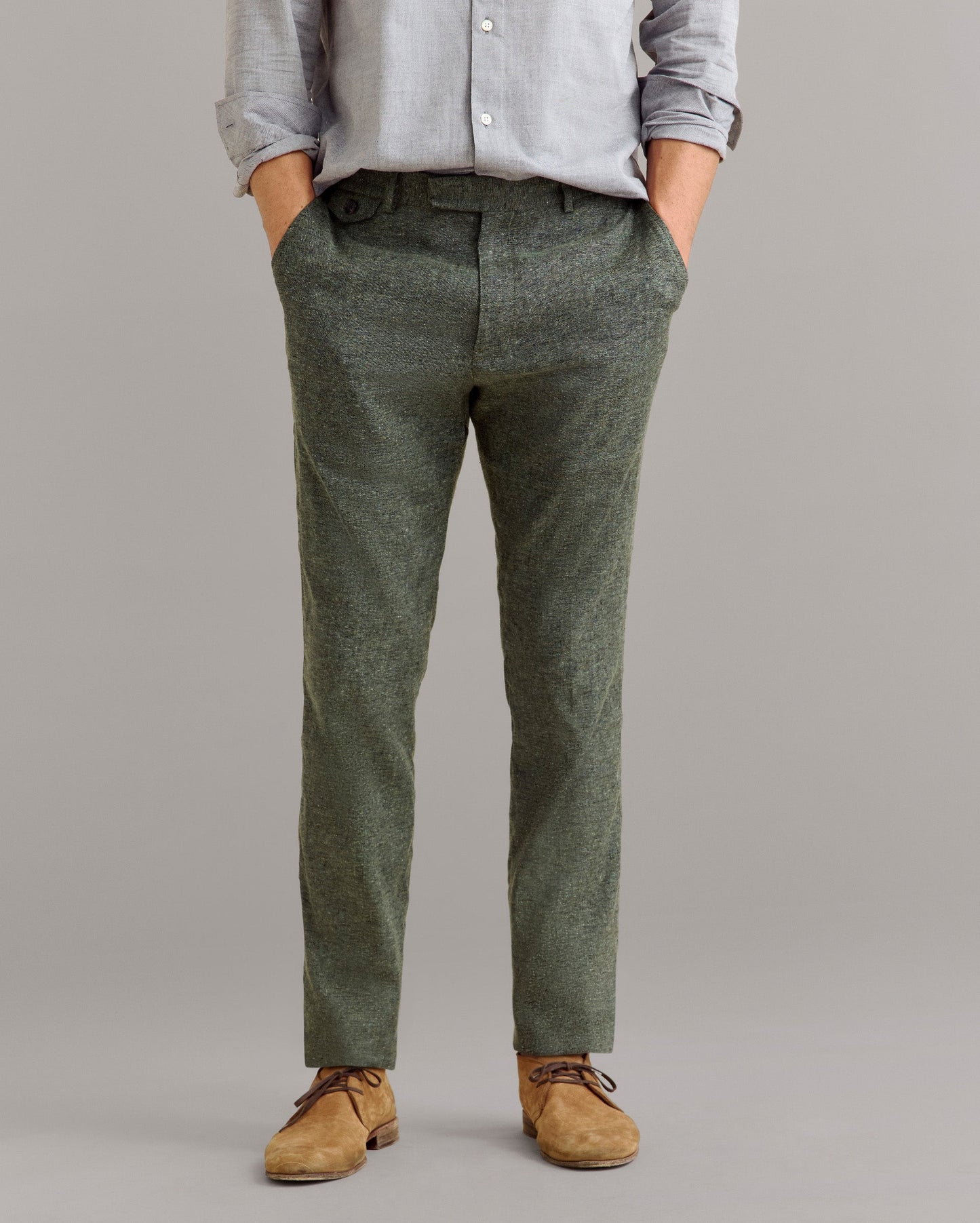 Silk Slub Donegal Flat Front Trouser Lichen Green Billy Reid