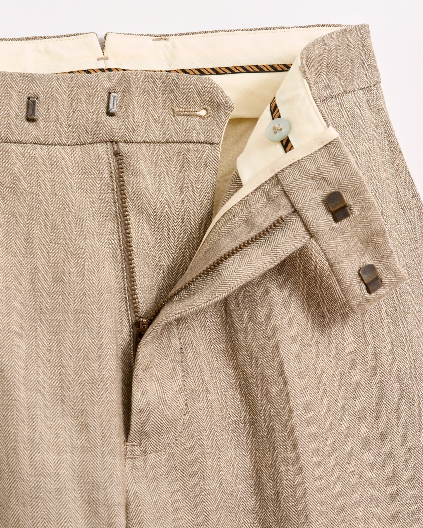 Herringbone Flat Front Trouser Highway Grey Billy Reid