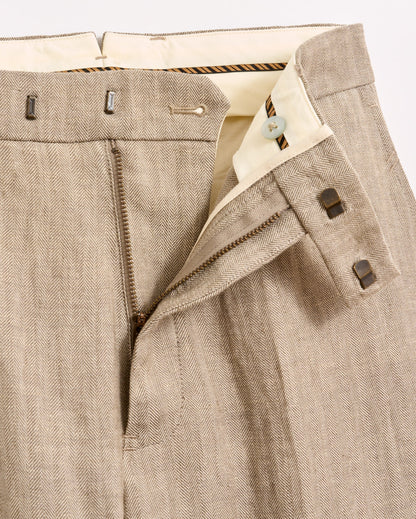 Herringbone Flat Front Trouser Highway Grey Billy Reid