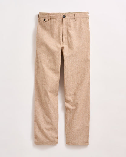 Chambray Flat Front Pant British Khaki Billy Reid