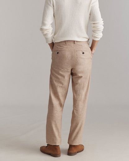 Chambray Flat Front Pant British Khaki Billy Reid