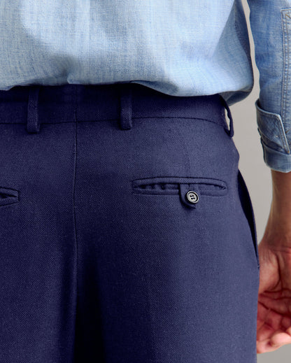 Herringbone Flat Front Trouser Navy Billy Reid