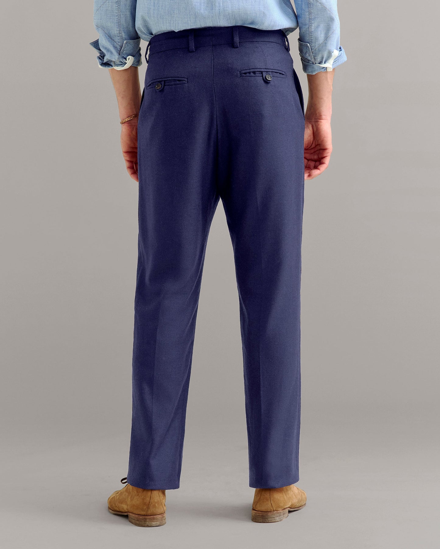 Herringbone Flat Front Trouser Navy Billy Reid