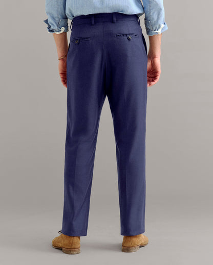 Herringbone Flat Front Trouser Navy Billy Reid
