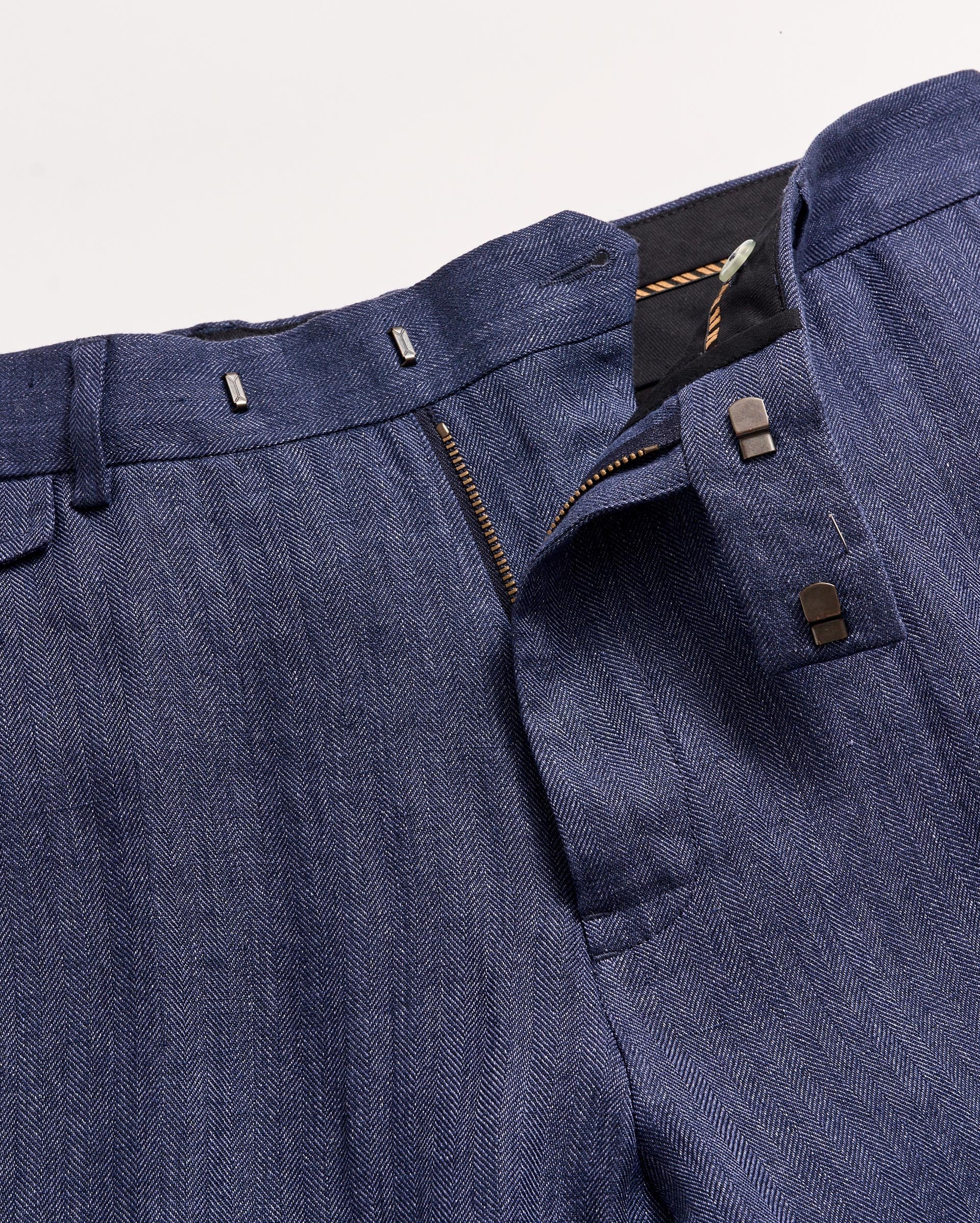 Herringbone Flat Front Trouser Navy Billy Reid