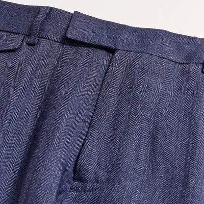 Herringbone Flat Front Trouser Navy Billy Reid