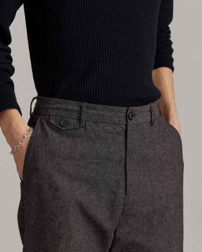 Chambray Flat Front Pant Charcoal Billy Reid