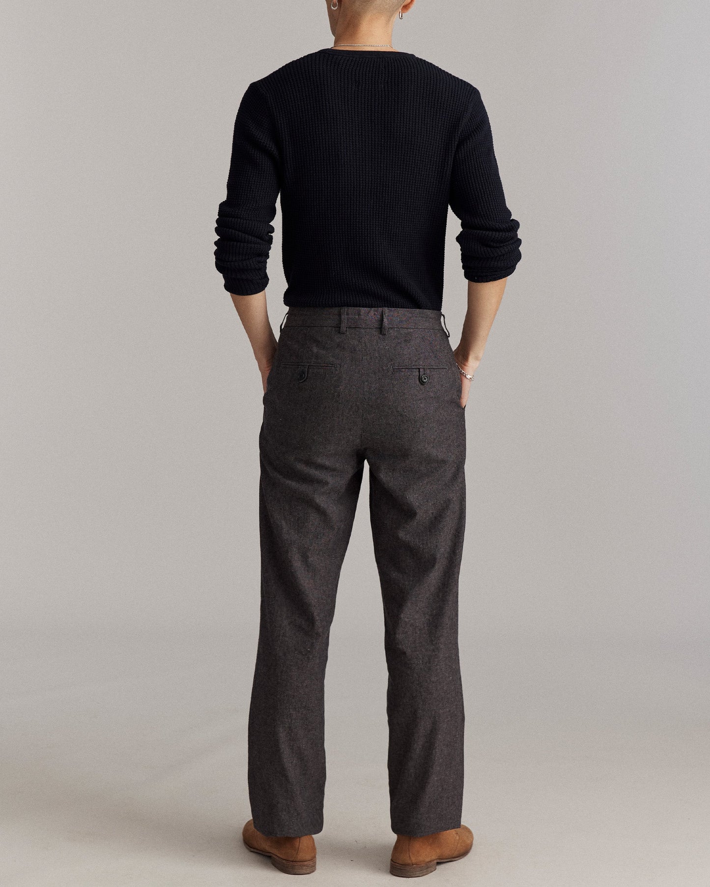 Chambray Flat Front Pant Charcoal Billy Reid