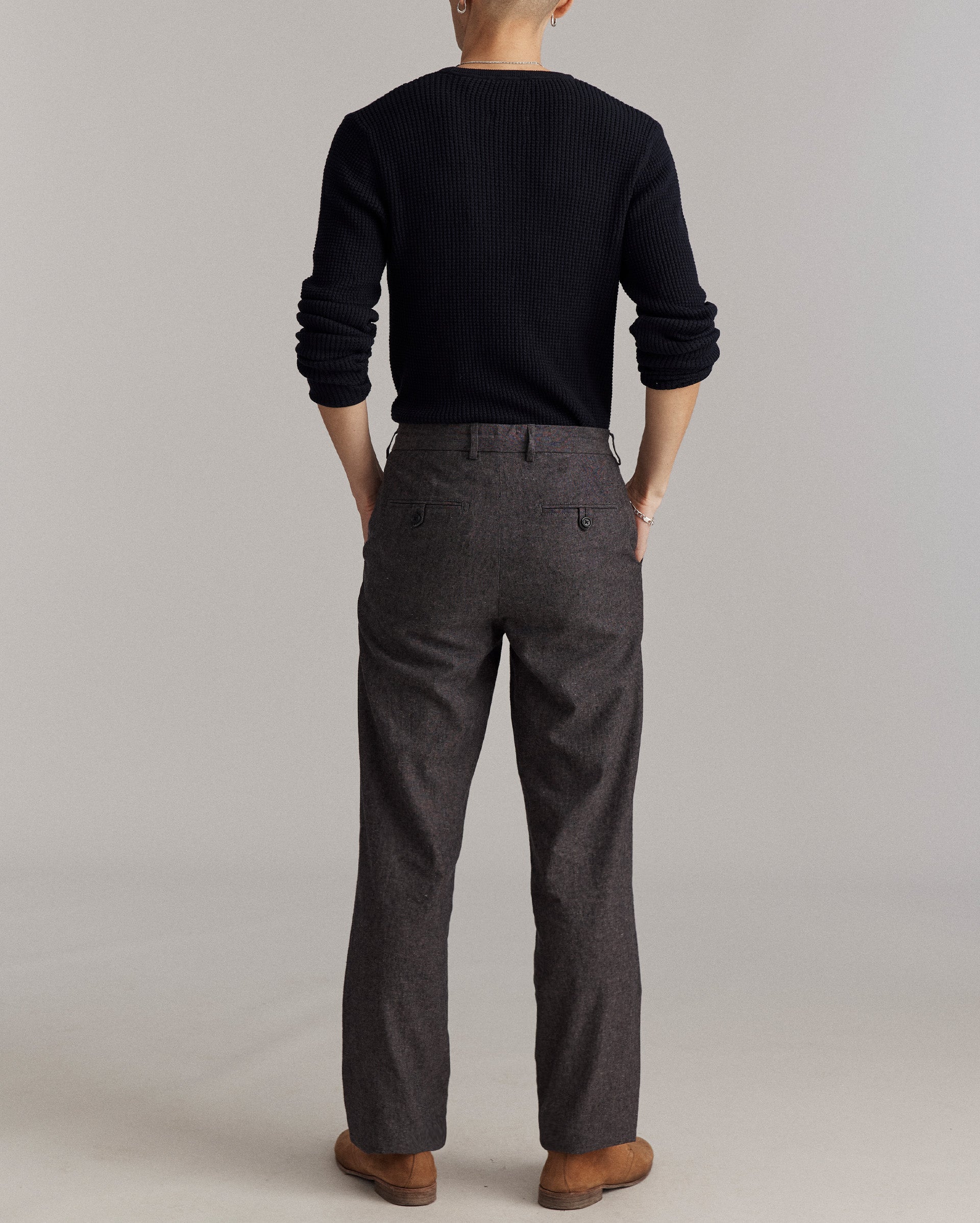 Chambray Flat Front Pant Charcoal Billy Reid