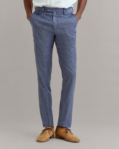 Silk Slub Donegal Flat Front Trouser Blue Billy Reid