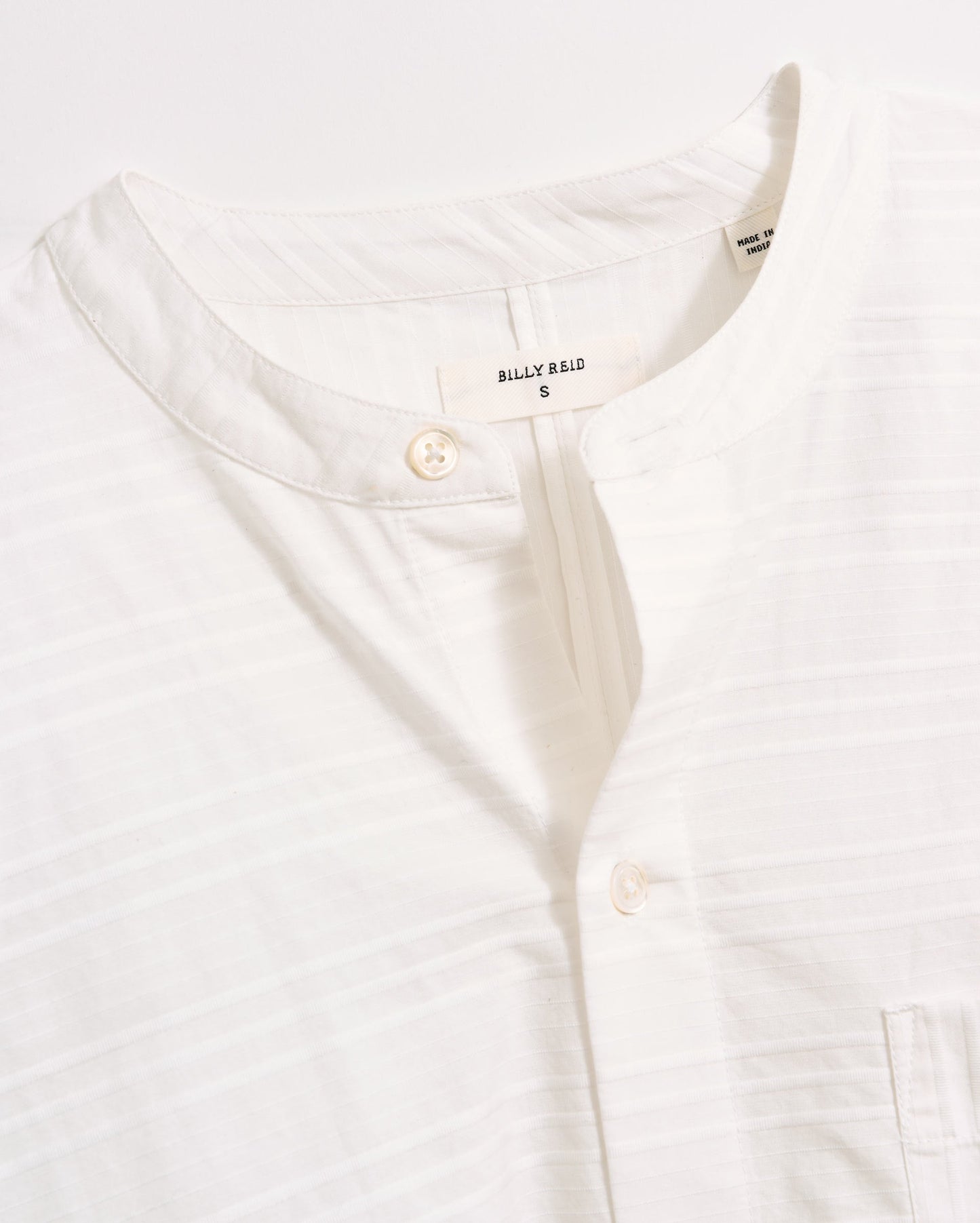 Banded Collar Shirt White Billy Reid