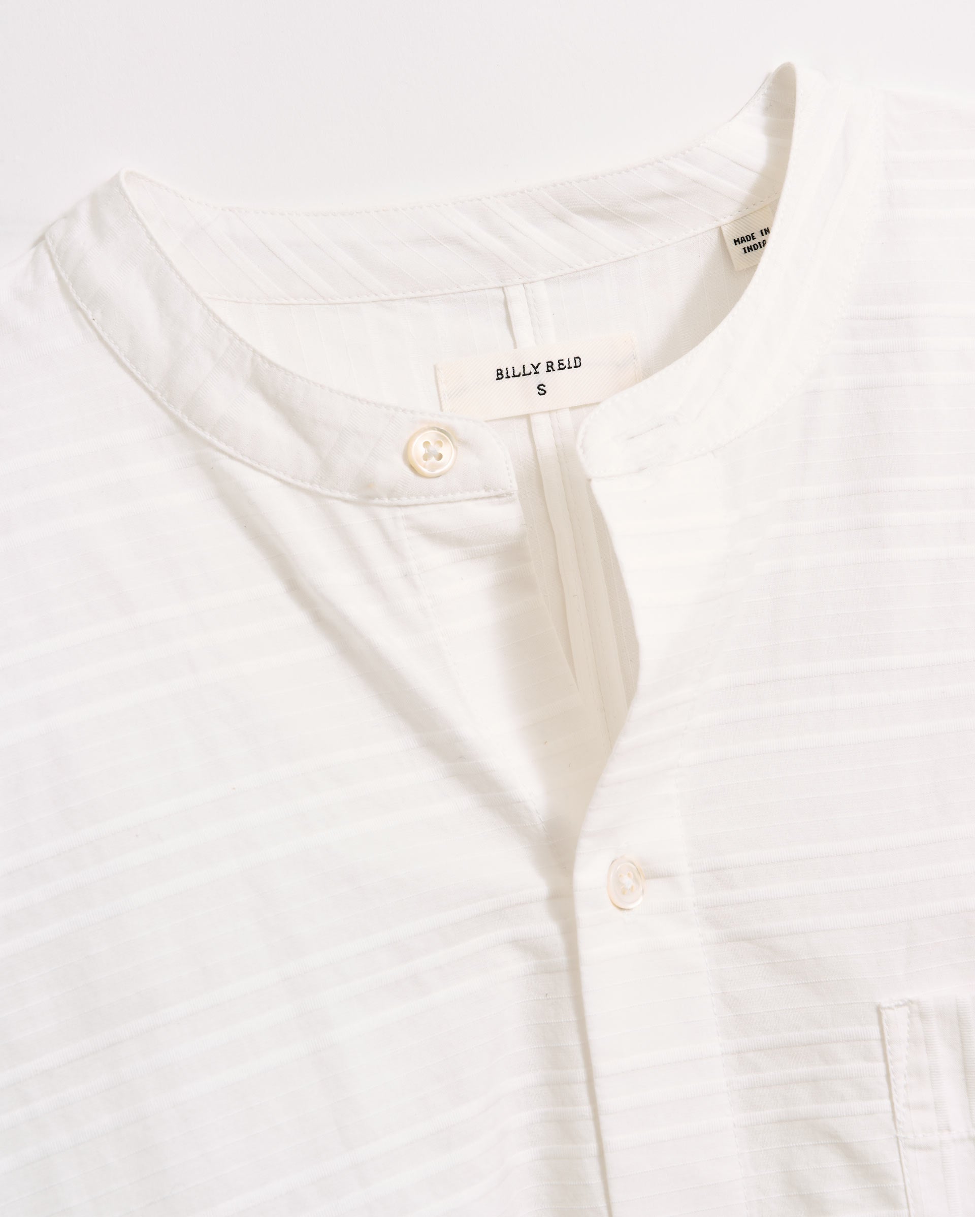 Banded Collar Shirt White Billy Reid