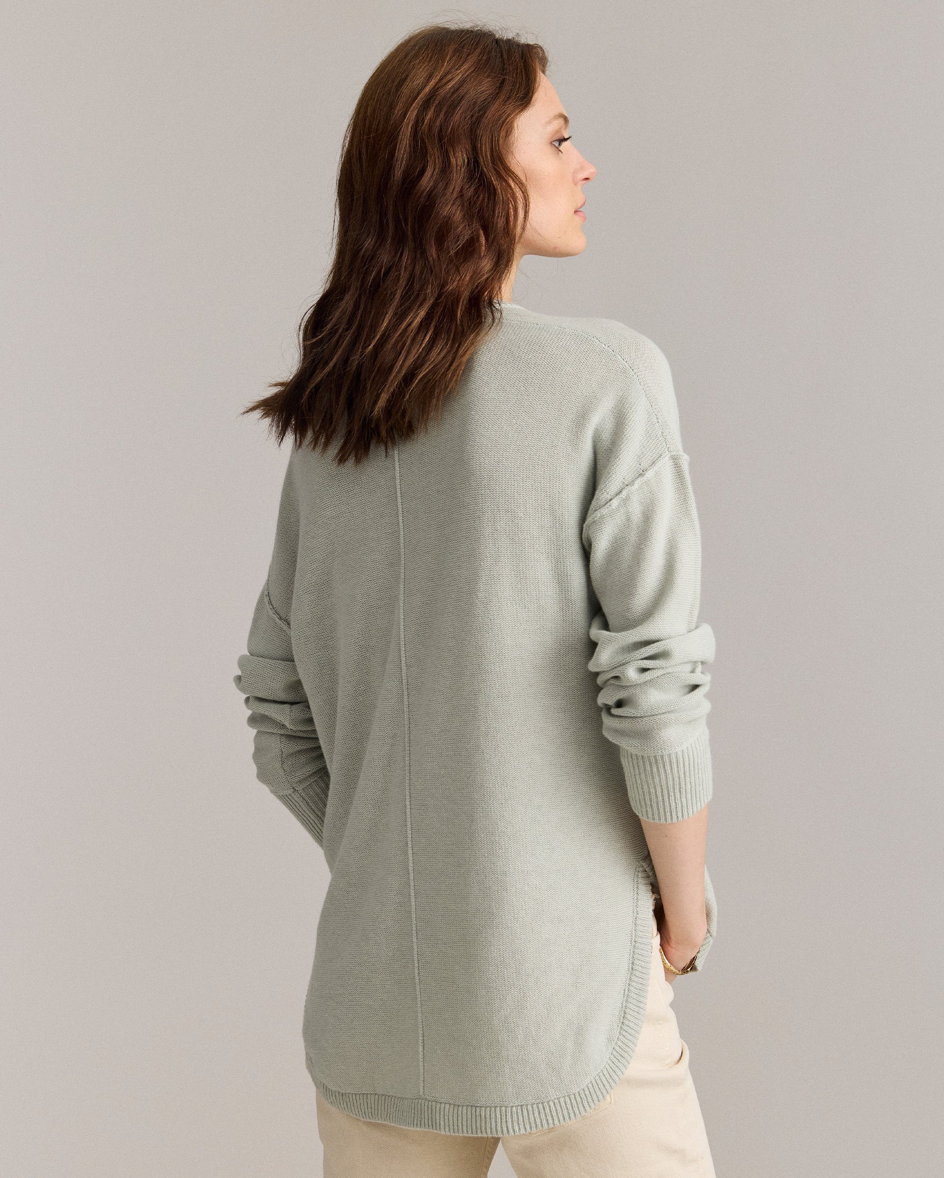 Cotton Linen Shirttail Sweater Aloe Billy Reid