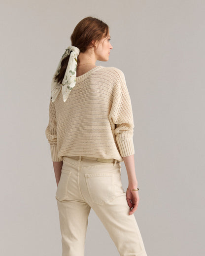 Open Stitch Dolman Beach Sweater Natural Billy Reid