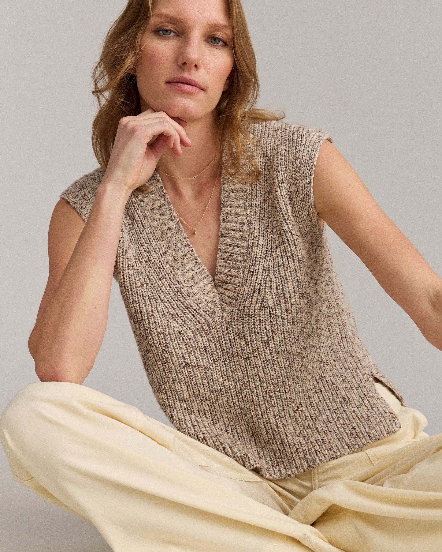 Marled V Neck Shell Multi Billy Reid
