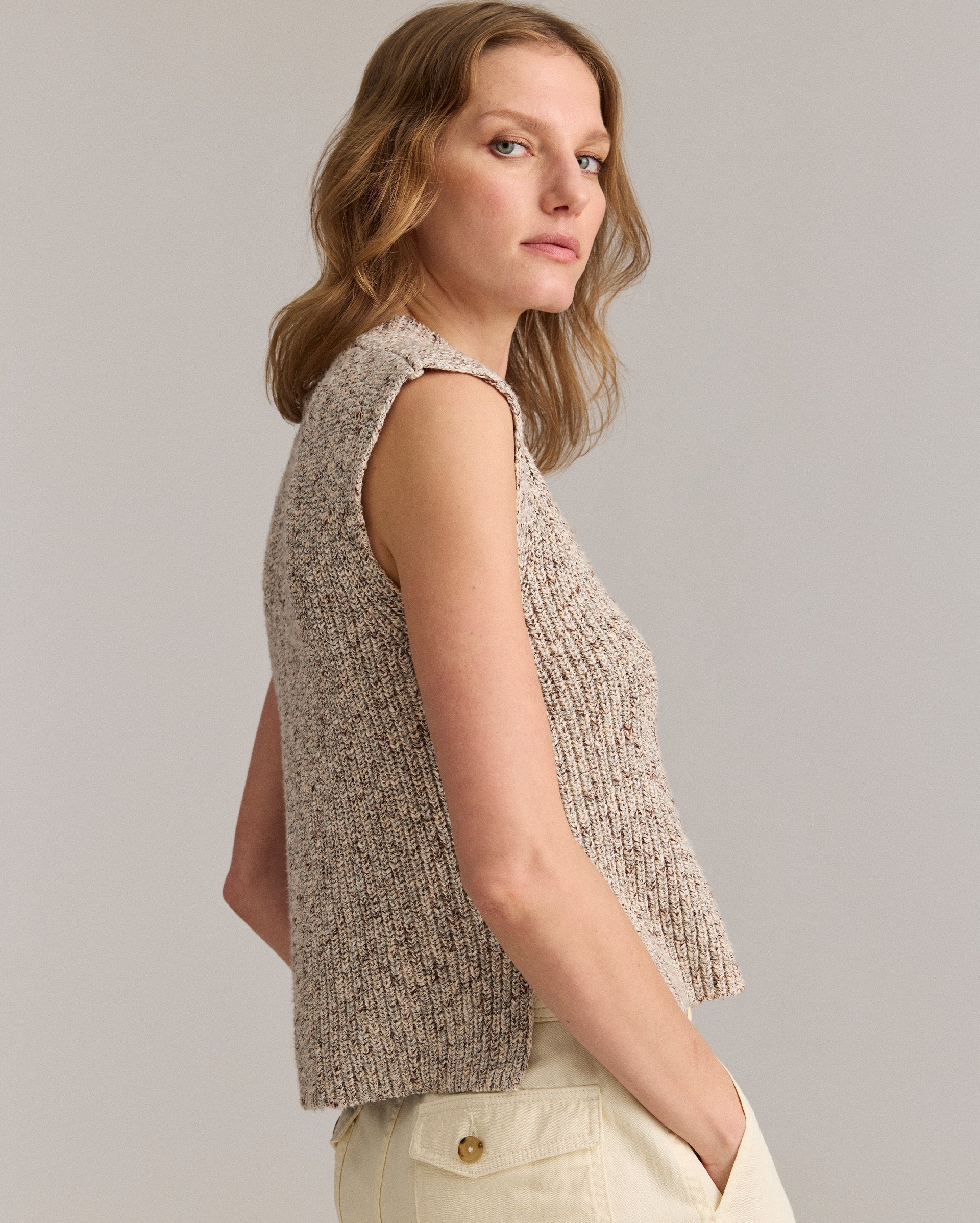 Marled V Neck Shell Multi Billy Reid