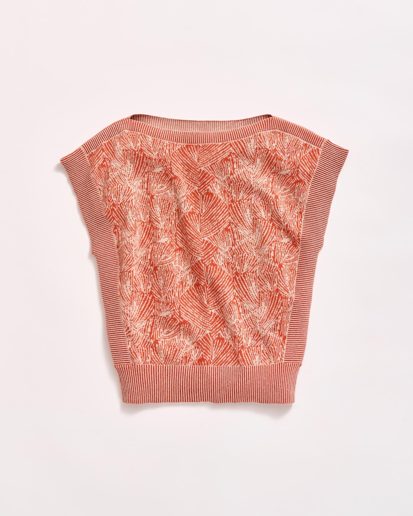 Jacquard Short Sleeve Wedge Sweater Sunset/Sand Billy Reid