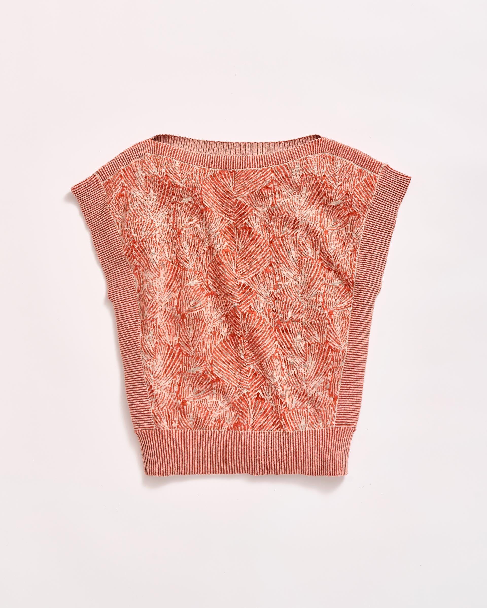 Jacquard Short Sleeve Wedge Sweater Sunset/Sand Billy Reid