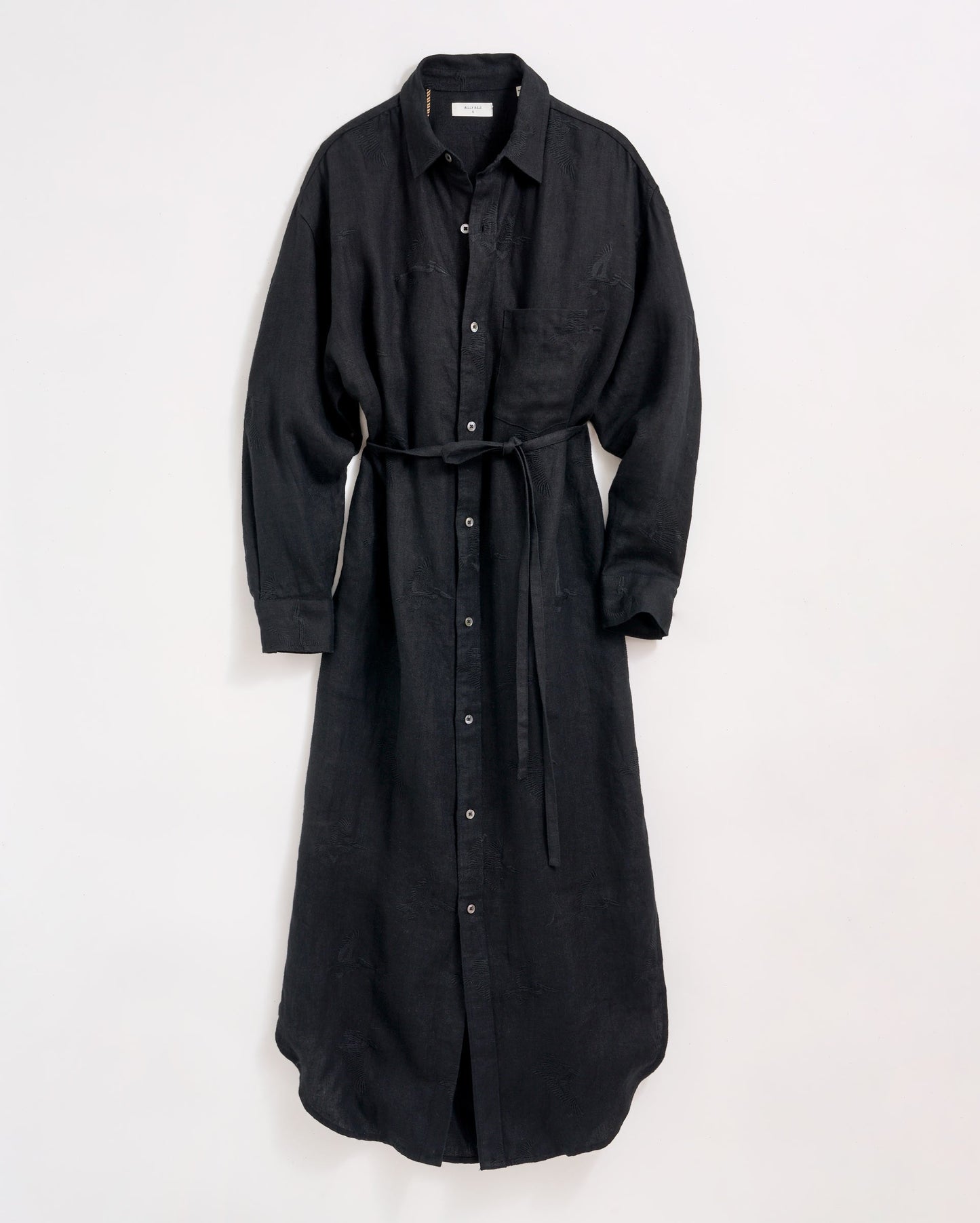 Linen Pelican Maxi Shirt Dress Black Billy Reid