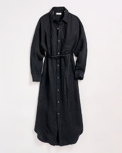 Linen Pelican Maxi Shirt Dress Black Billy Reid