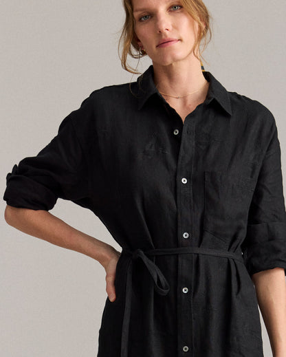 Linen Pelican Maxi Shirt Dress Black Billy Reid
