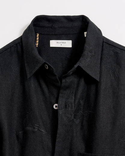 Linen Pelican Maxi Shirt Dress Black Billy Reid