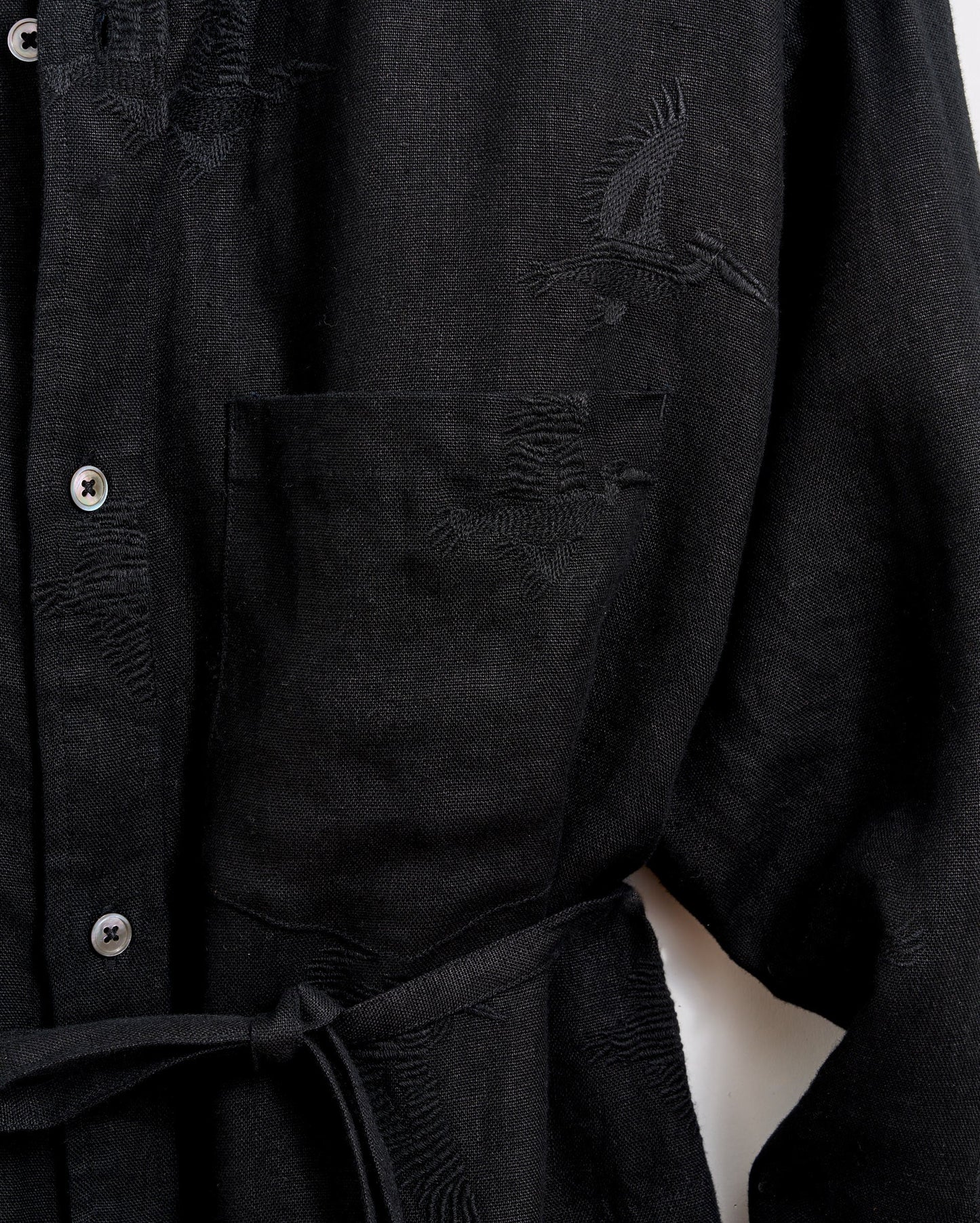 Linen Pelican Maxi Shirt Dress Black Billy Reid
