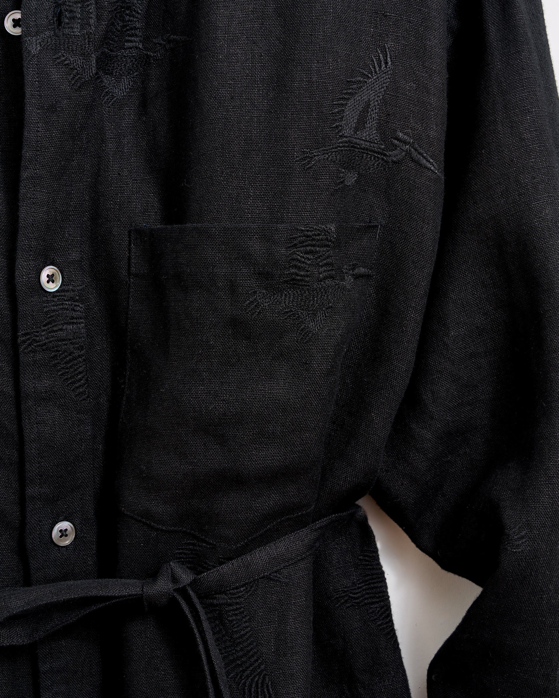 Linen Pelican Maxi Shirt Dress Black Billy Reid