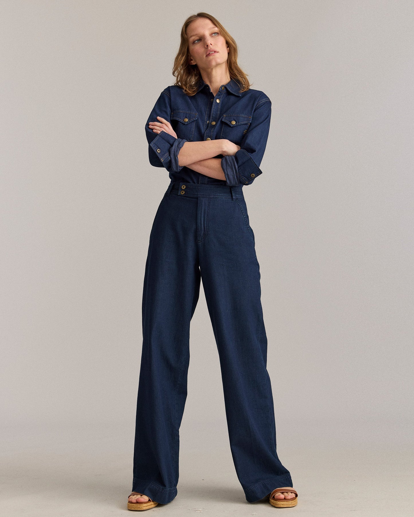 Denim Wide Leg Trouser Navy Billy Reid