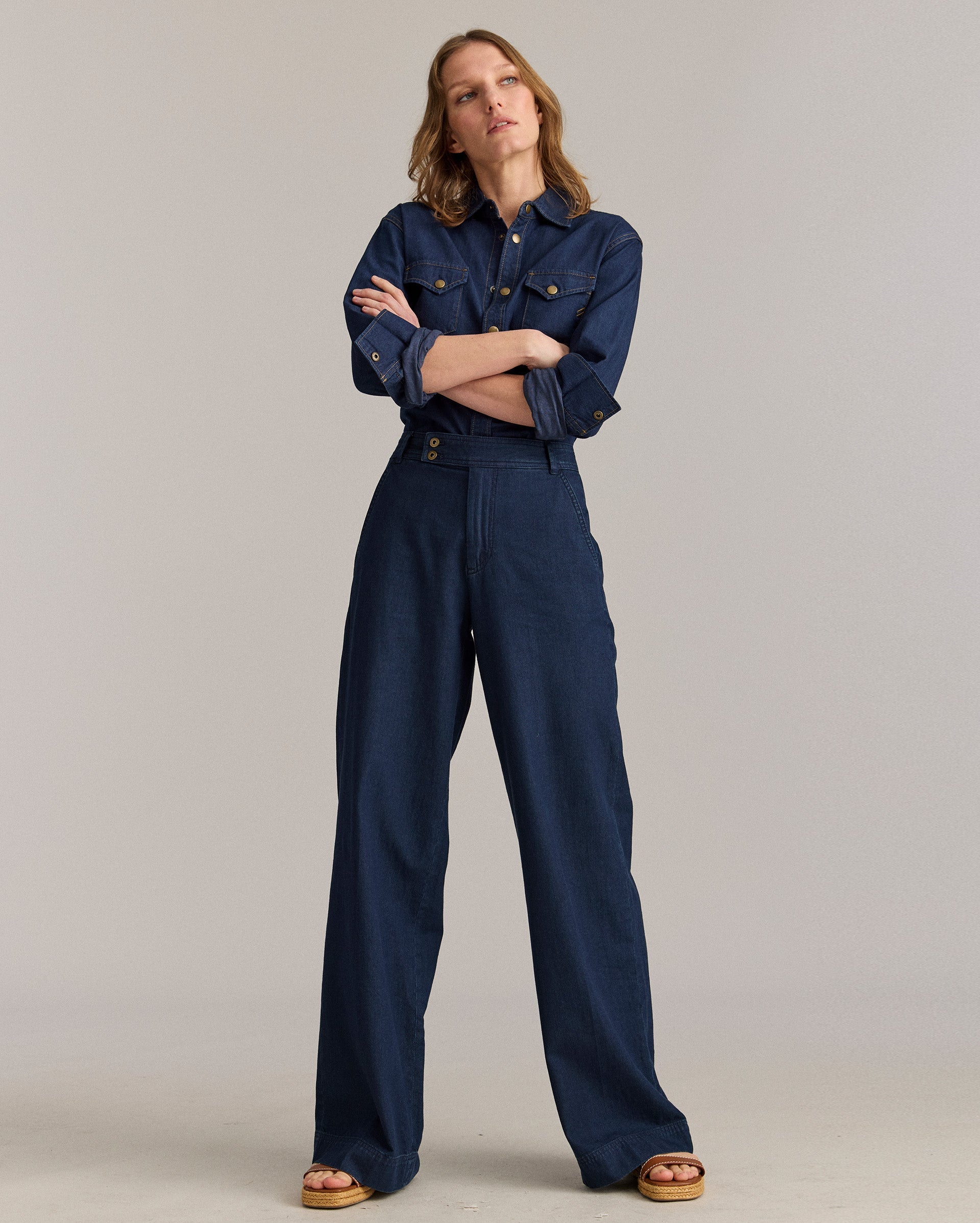 Denim Wide Leg Trouser Navy Billy Reid