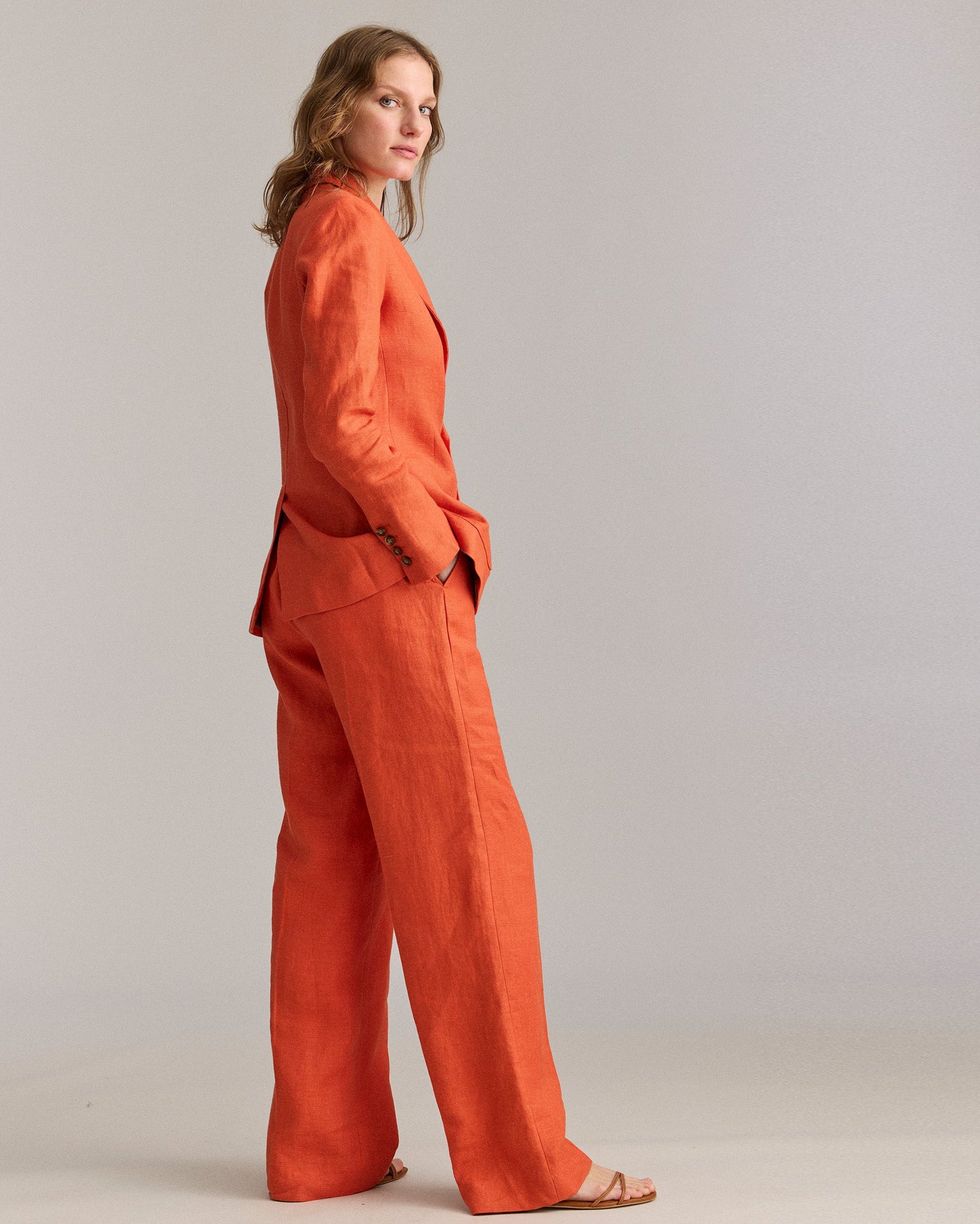 Linen Two Button Blazer Sunset Billy Reid