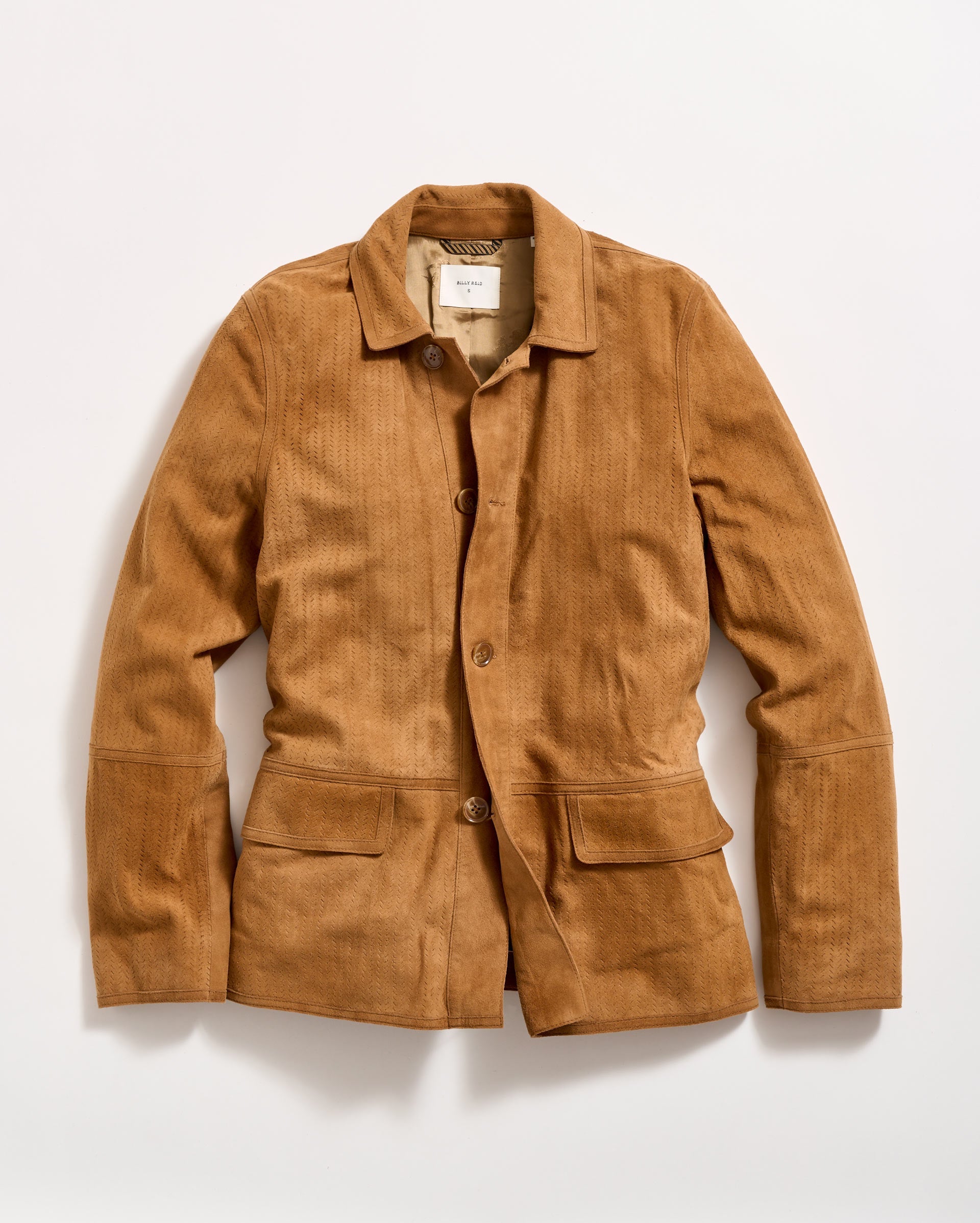 Perforated Suede Driving Jacket Tan Billy Reid