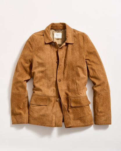 Perforated Suede Driving Jacket Tan Billy Reid