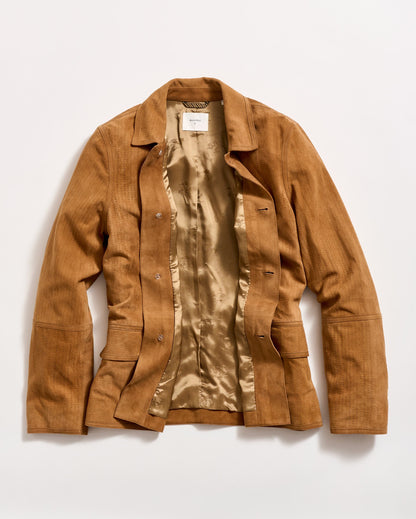 Perforated Suede Driving Jacket Tan Billy Reid