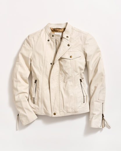 Washed Leather Biker Jacket Bone Billy Reid