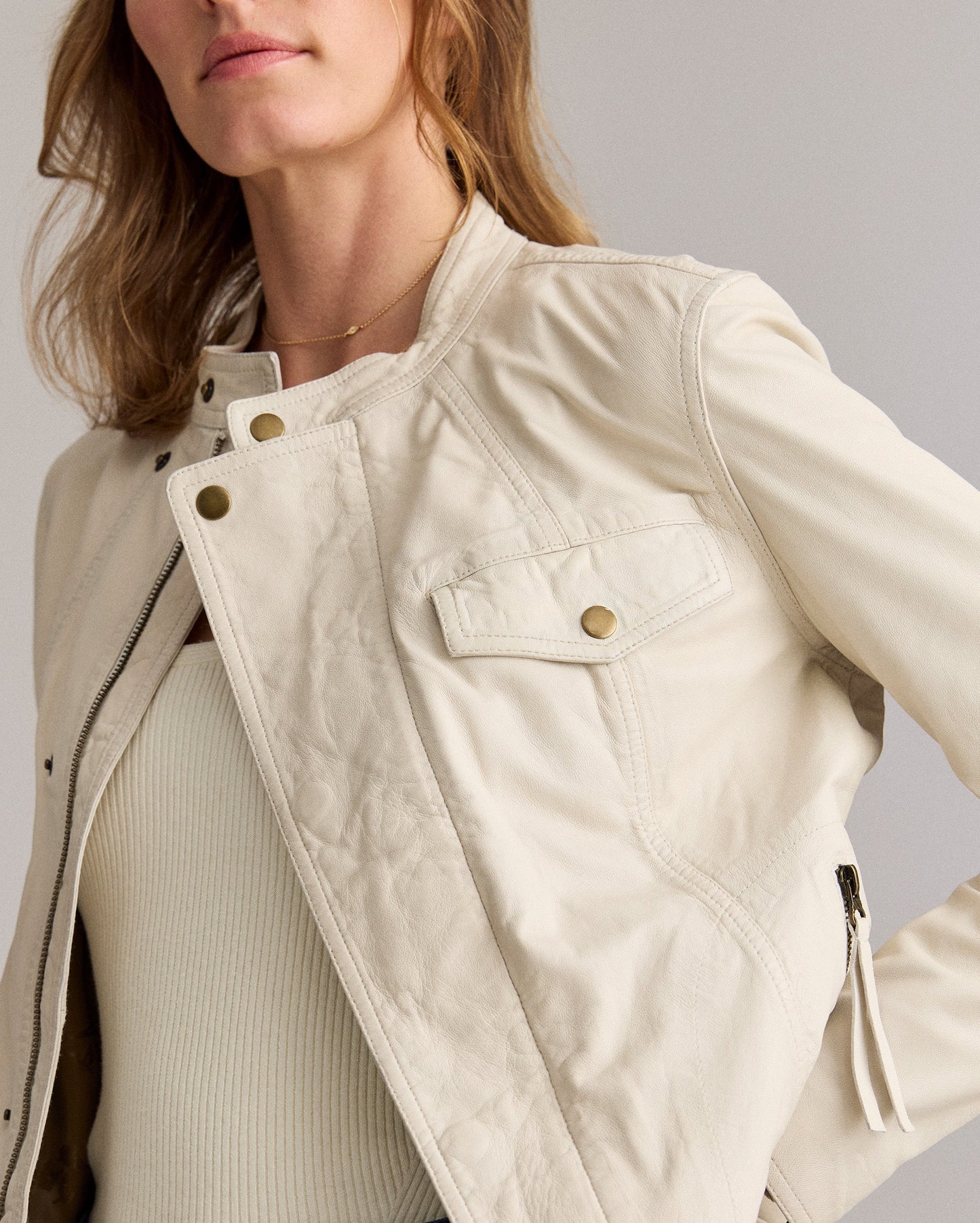Washed Leather Biker Jacket Bone Billy Reid