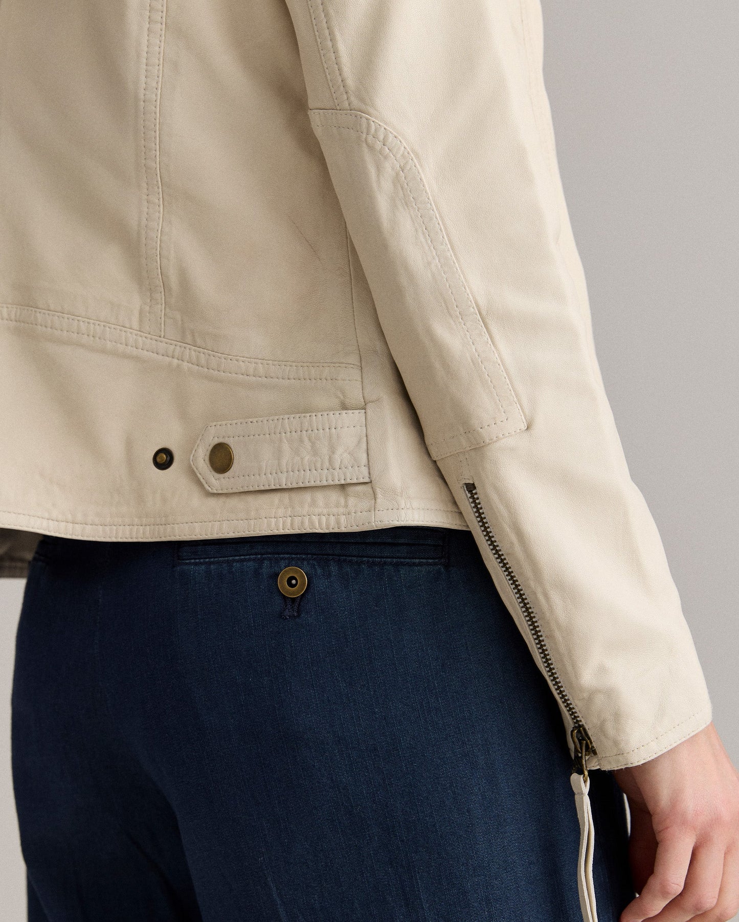 Washed Leather Biker Jacket Bone Billy Reid