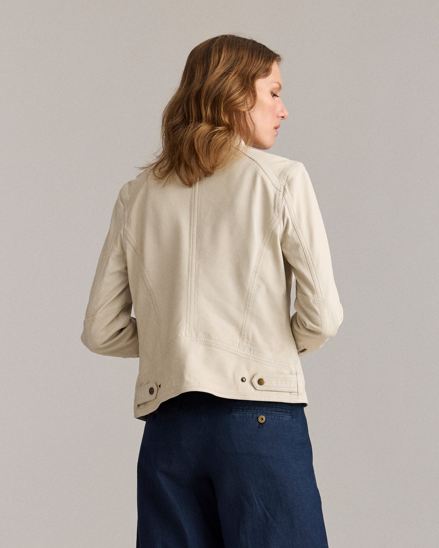 Washed Leather Biker Jacket Bone Billy Reid