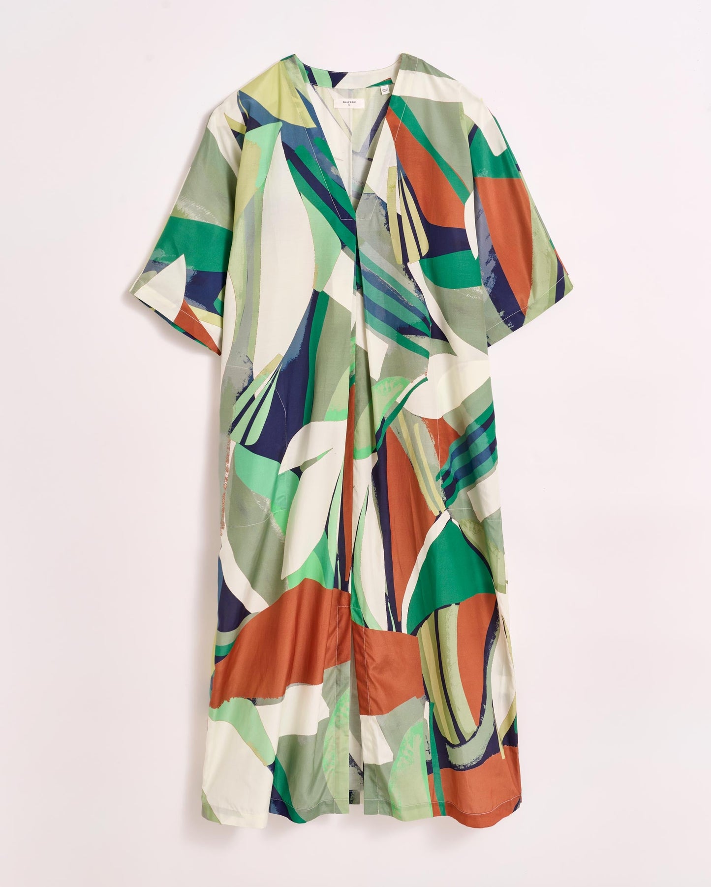 Collage Tropical Silk V-Pleat Maxi Dress Green Multi Billy Reid