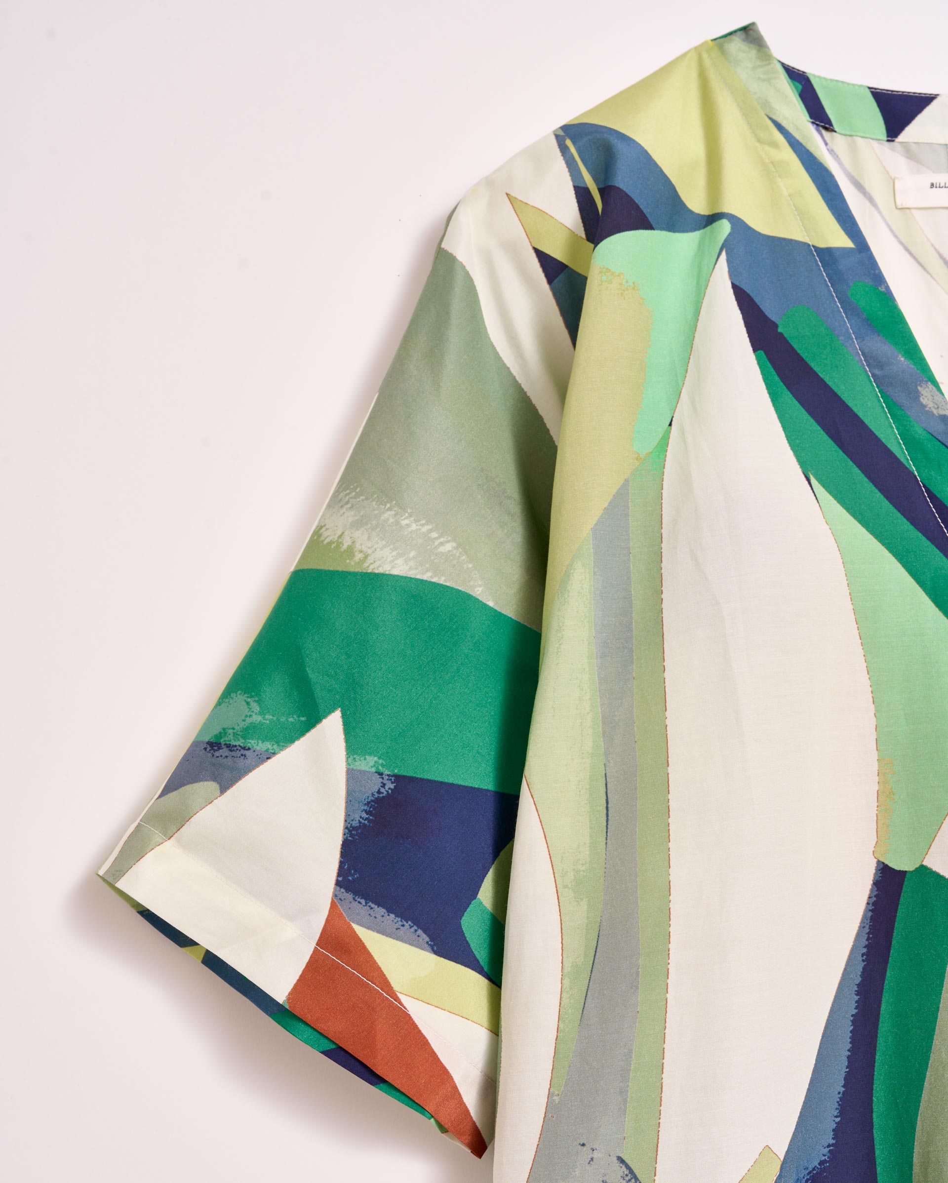 Collage Tropical Silk V-Pleat Maxi Dress Green Multi Billy Reid