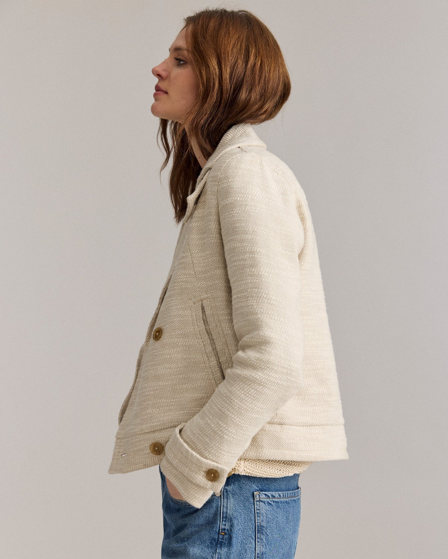 Cropped Spring Bond Peacoat Ivory Billy Reid