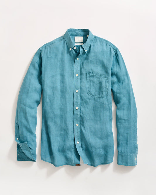 Tuscumbia Linen Shirt Button Down Steel Blue Billy Reid
