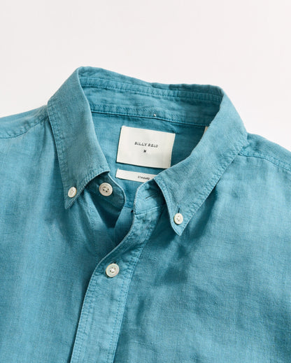 Tuscumbia Linen Shirt Button Down Steel Blue Billy Reid