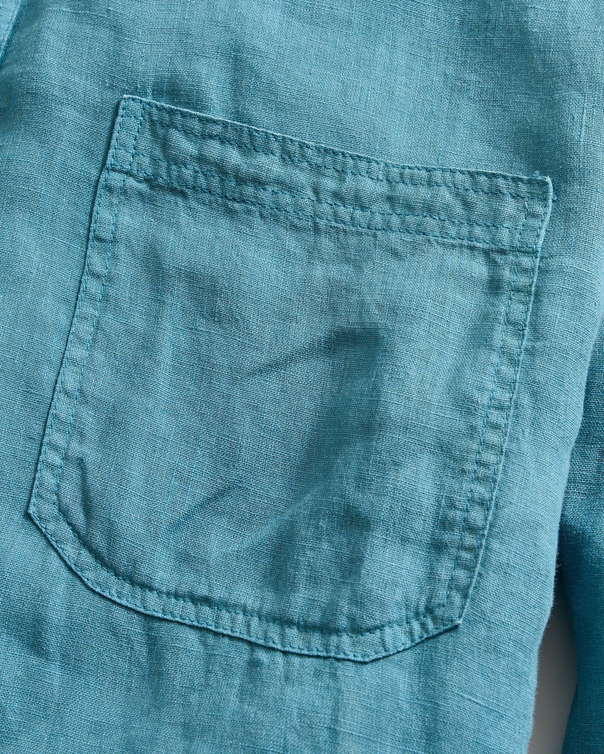 Tuscumbia Linen Shirt Button Down Steel Blue Billy Reid